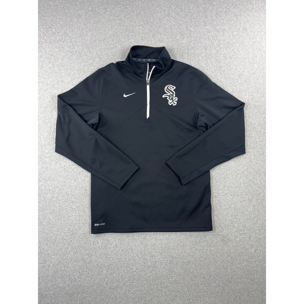 Chicago White Sox Pullover Mens S Black 1/4 Zip Nike Dri Fit Long Sleeve